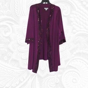 Catherines 16WP Petite Plum Embellished Open Front Top
